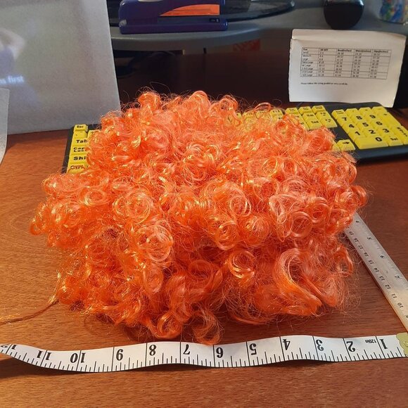 NEW IN BAG ! Free Beauty Fluffy Synthetic Clown Wig Orange - Picture 5 of 6